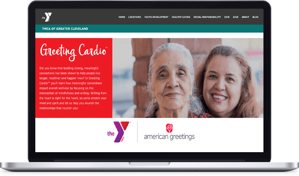 Greeting Cardio YMCA Website
