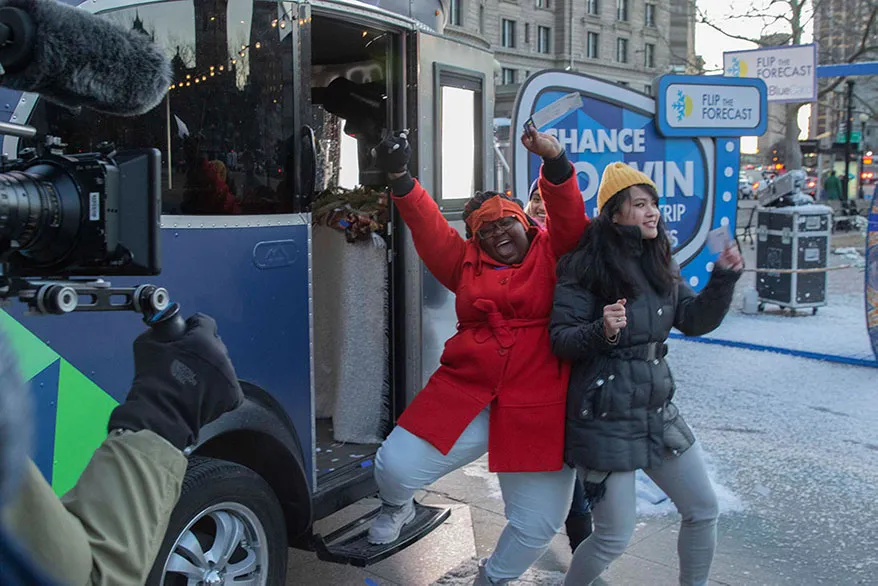 JetBlue Card Flip The Forecast Winners Celebrating